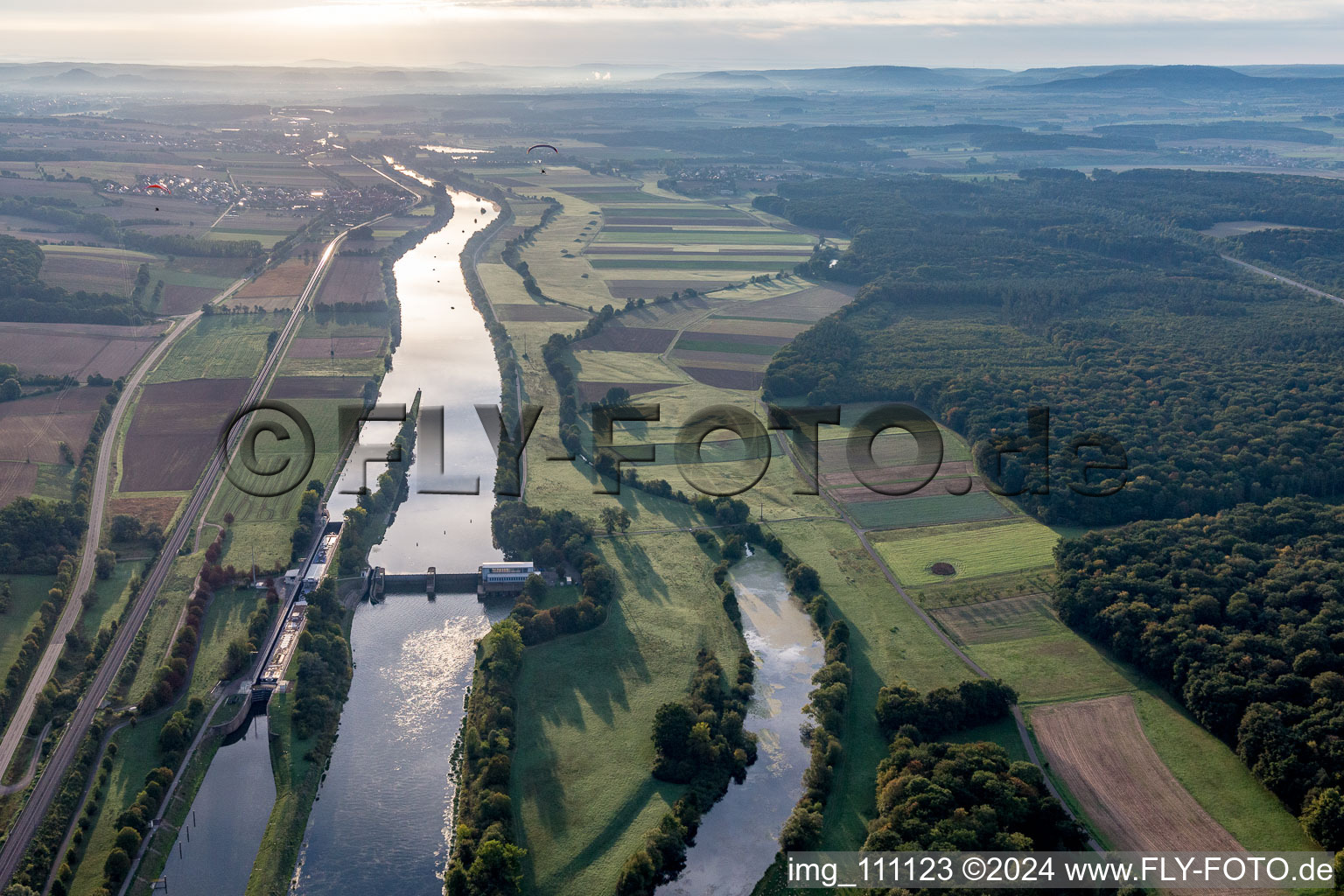 Vue aérienne de Serrure principale à le quartier Ottendorf in Gädheim dans le département Bavière, Allemagne