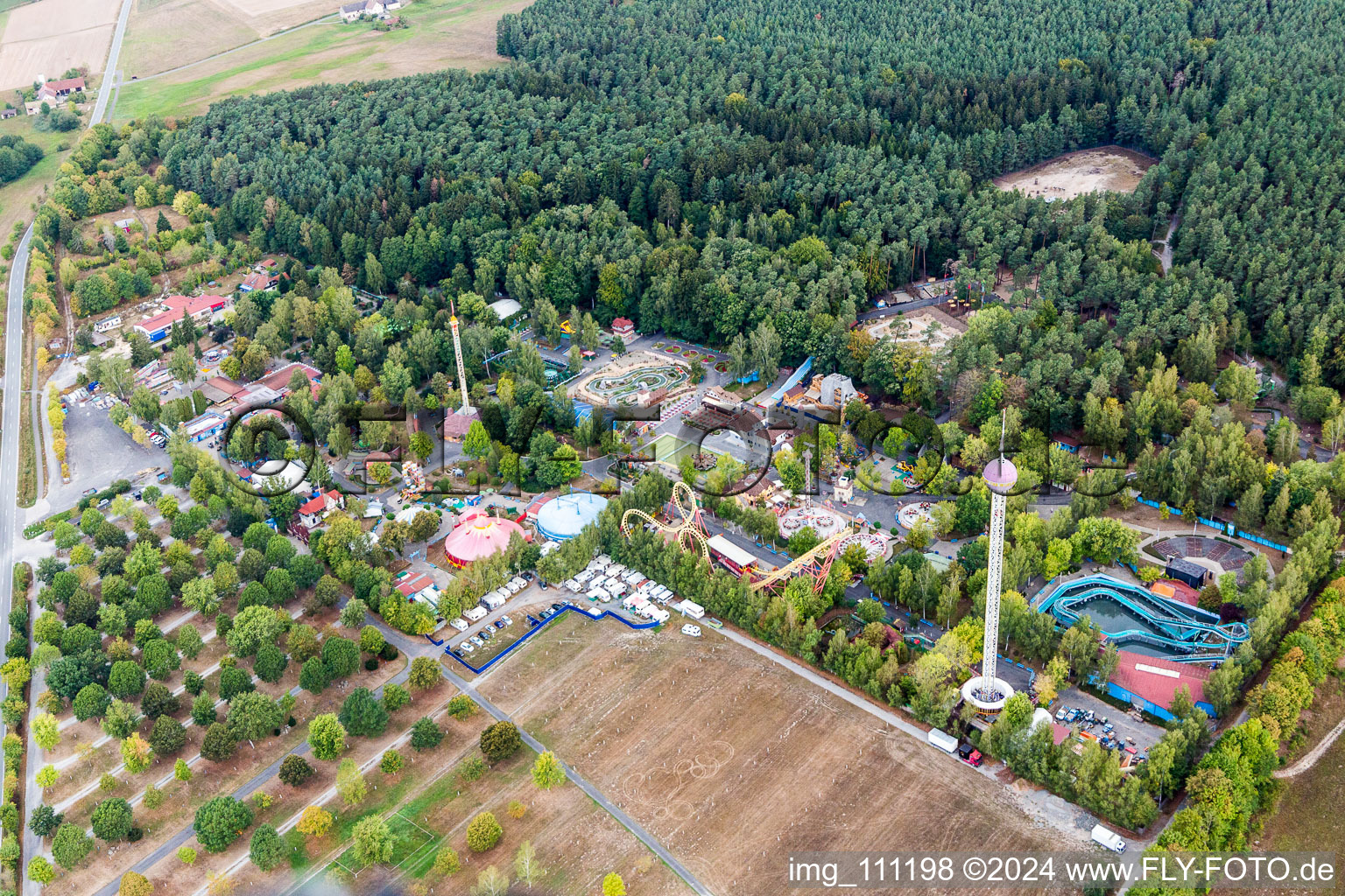 Vue aérienne de Parc d'attractions à Geiselwind dans le département Bavière, Allemagne