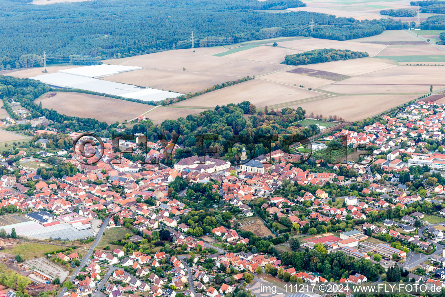 Vue aérienne de Wiesentheid dans le département Bavière, Allemagne