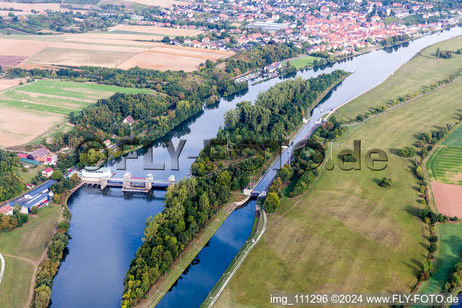 Vue aérienne de Centrale électrique Wipfeld dans le Main à Wipfeld dans le département Bavière, Allemagne