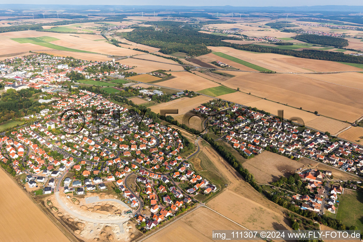 Vue aérienne de Werneck dans le département Bavière, Allemagne