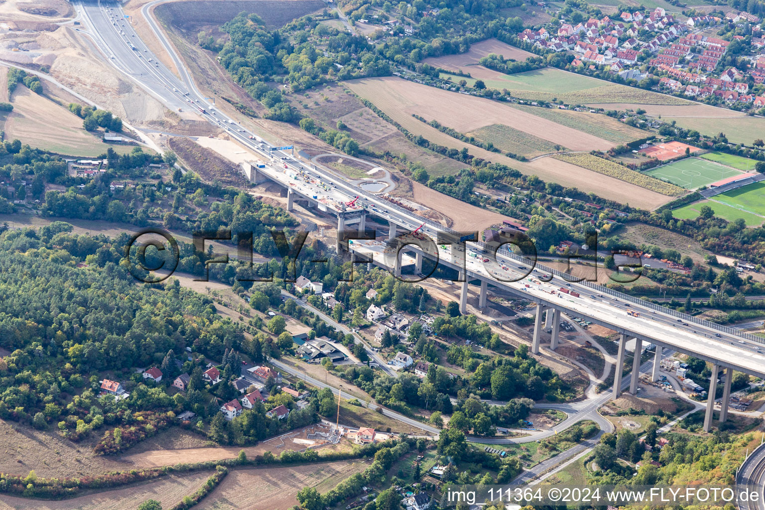 Vue aérienne de Chantier A3 à Würzburg dans le département Bavière, Allemagne