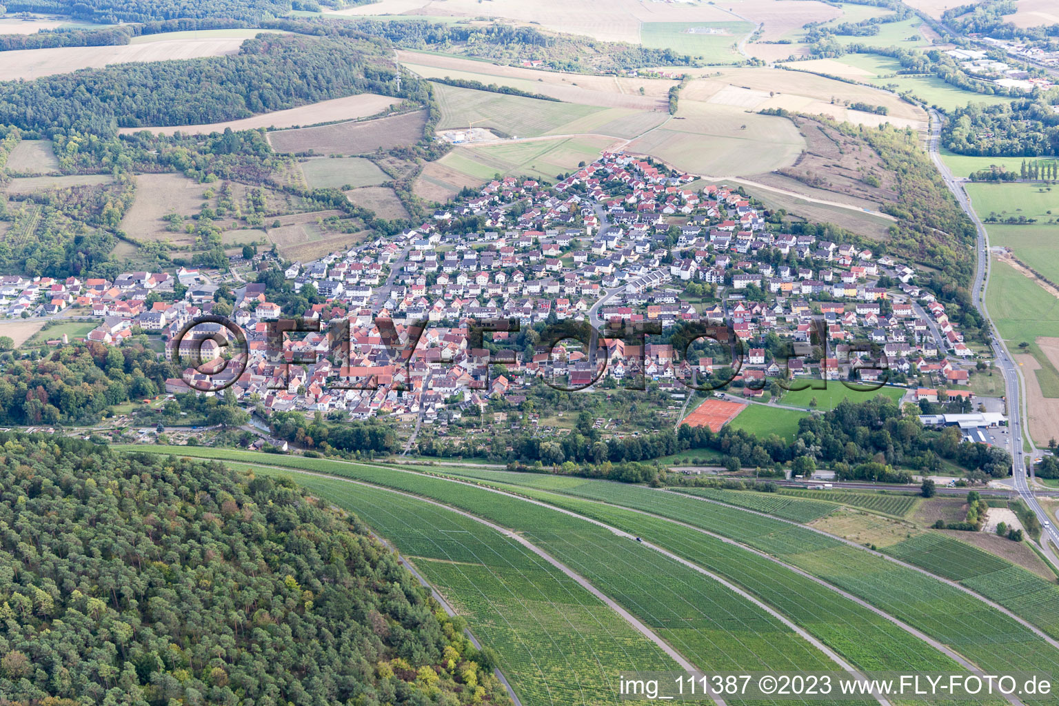 Vue oblique de Gerlachsheim dans le département Bade-Wurtemberg, Allemagne