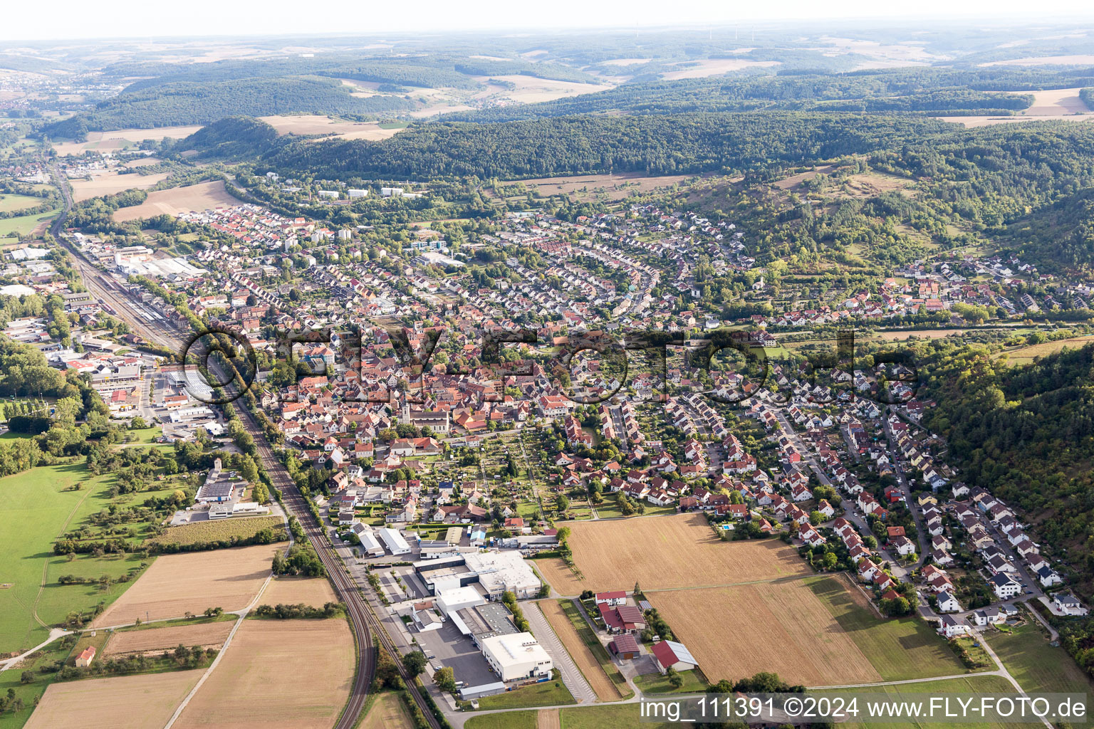 Vue oblique de Quartier Lauda in Lauda-Königshofen dans le département Bade-Wurtemberg, Allemagne