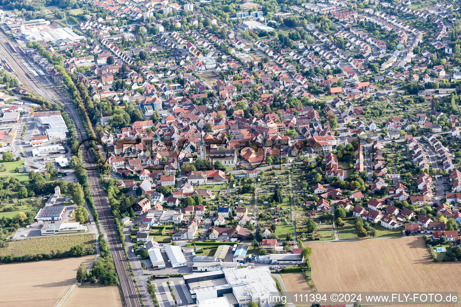 Quartier Lauda in Lauda-Königshofen dans le département Bade-Wurtemberg, Allemagne vue d'en haut