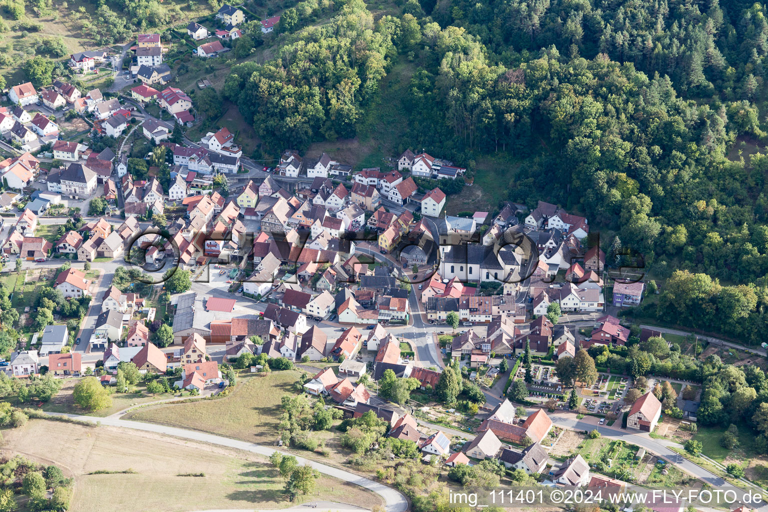 Vue oblique de Quartier Oberlauda in Lauda-Königshofen dans le département Bade-Wurtemberg, Allemagne