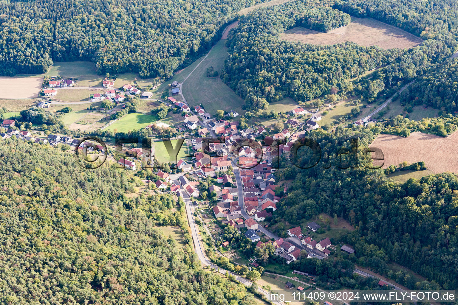 Vue oblique de Kupprichhausen dans le département Bade-Wurtemberg, Allemagne