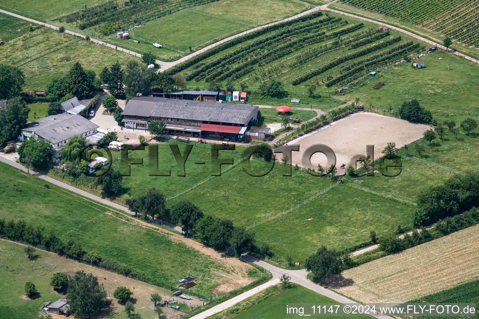 Vue aérienne de Heidbrunnerhof à Oberotterbach dans le département Rhénanie-Palatinat, Allemagne