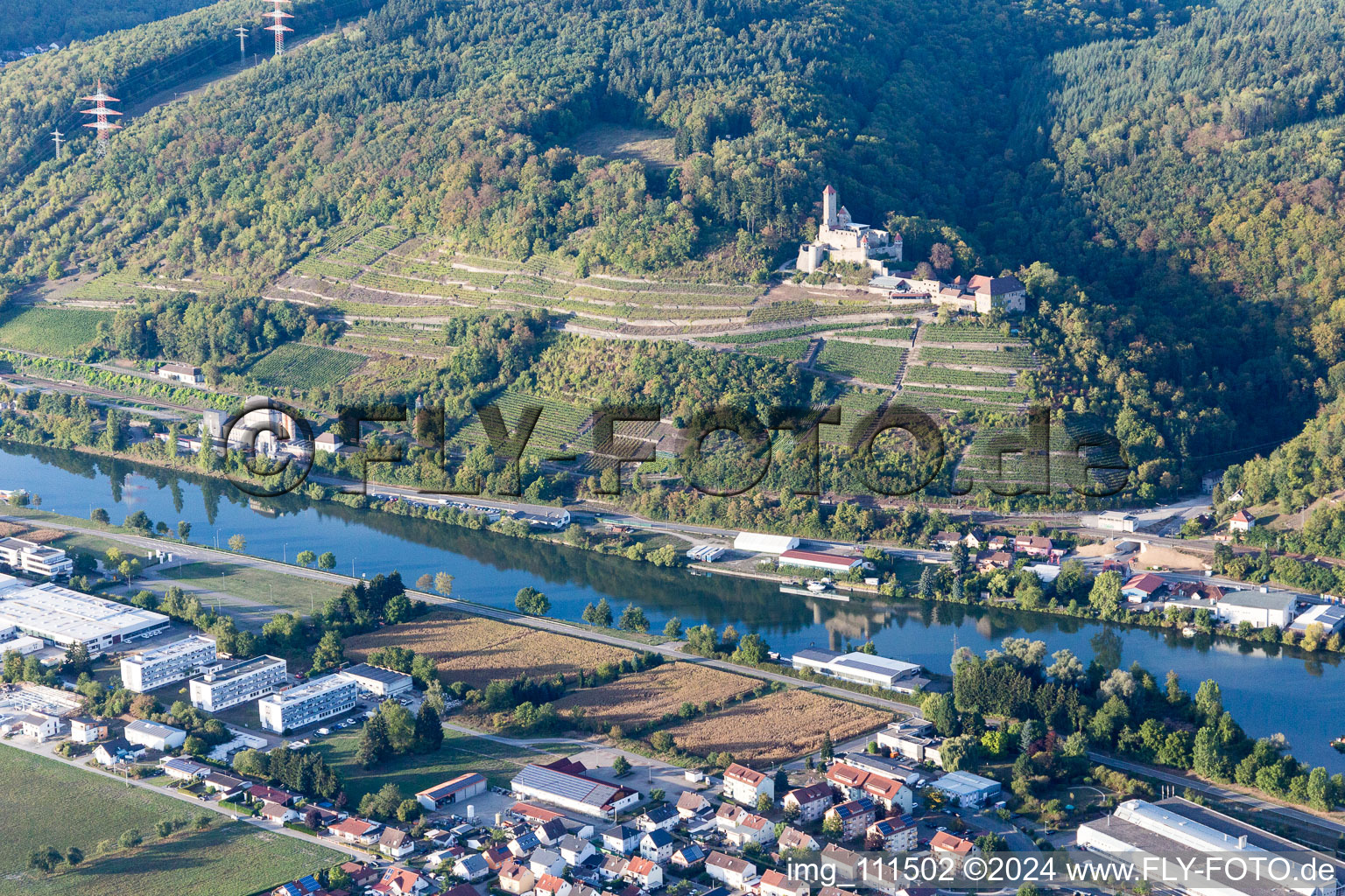 Château de Hornberg à Neckarzimmern dans le département Bade-Wurtemberg, Allemagne hors des airs