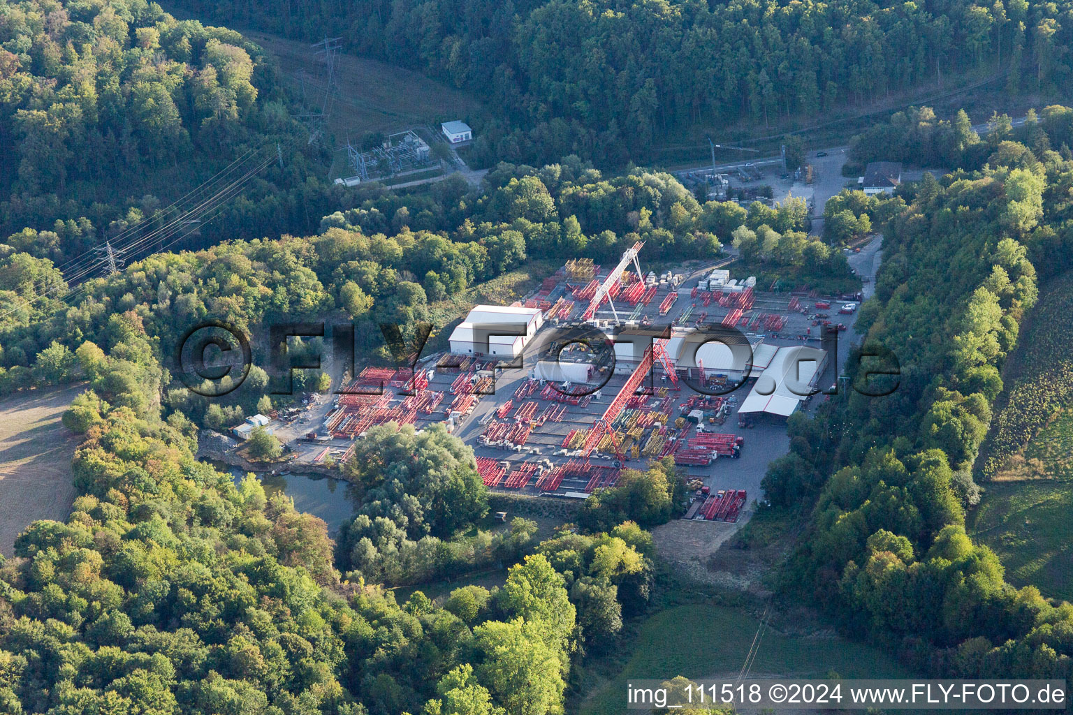 Vue aérienne de Location de grue Mayer à le quartier Obergimpern in Bad Rappenau dans le département Bade-Wurtemberg, Allemagne