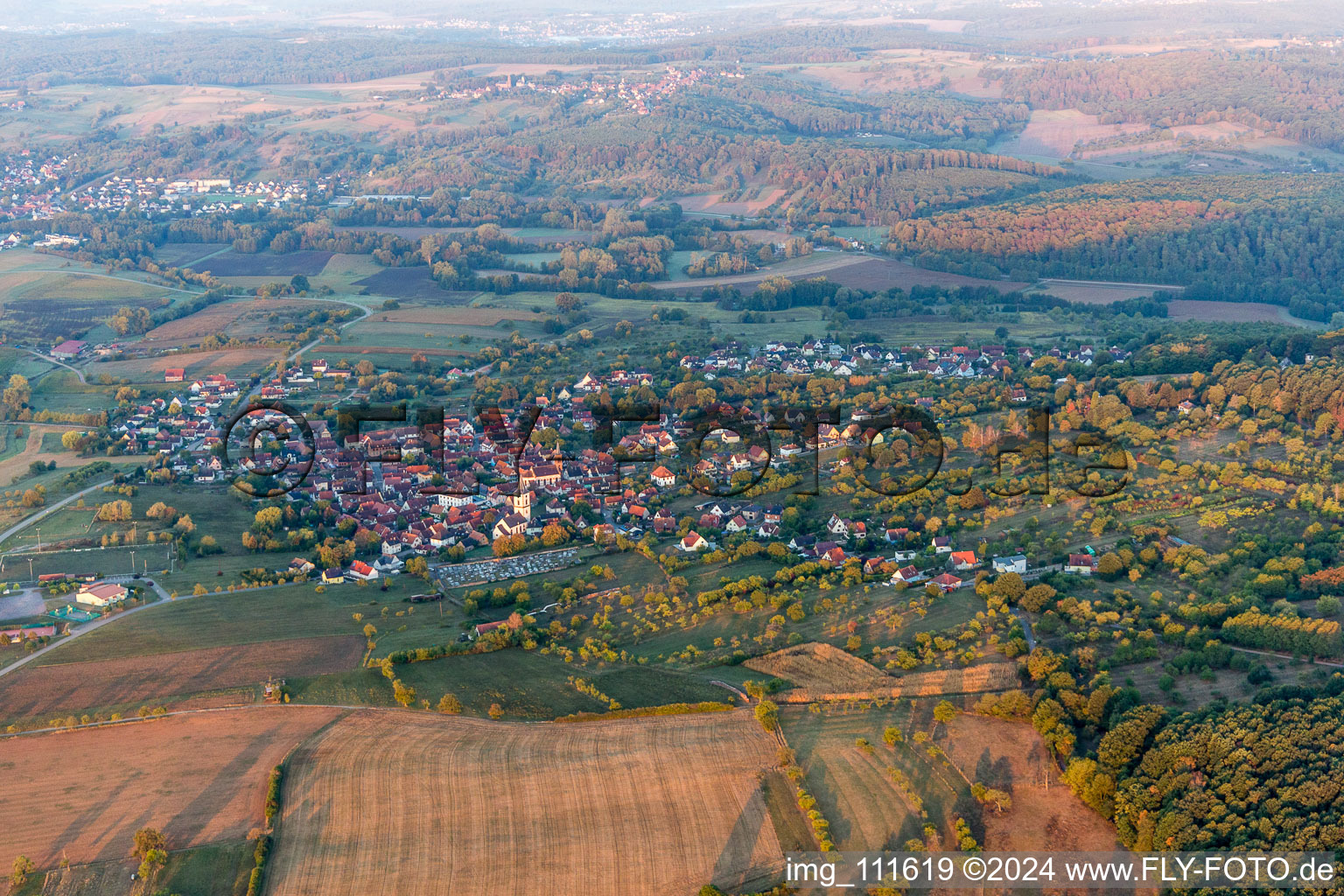 Gœrsdorf dans le département Bas Rhin, France hors des airs