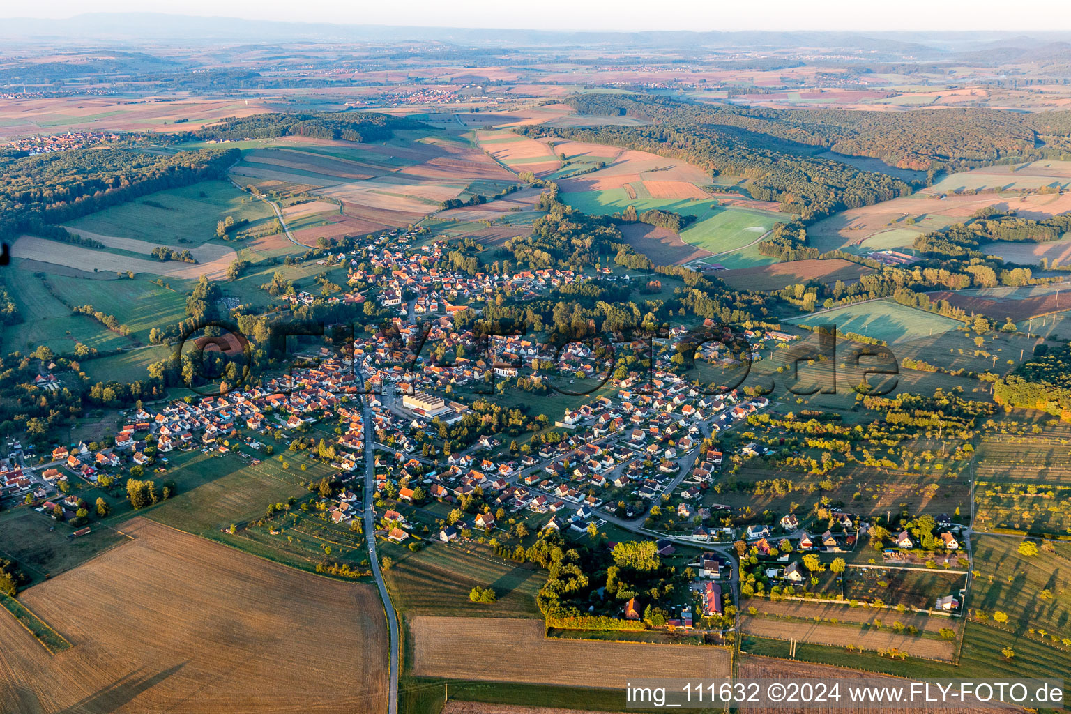 Vue aérienne de Gumbrechtshoffen dans le département Bas Rhin, France