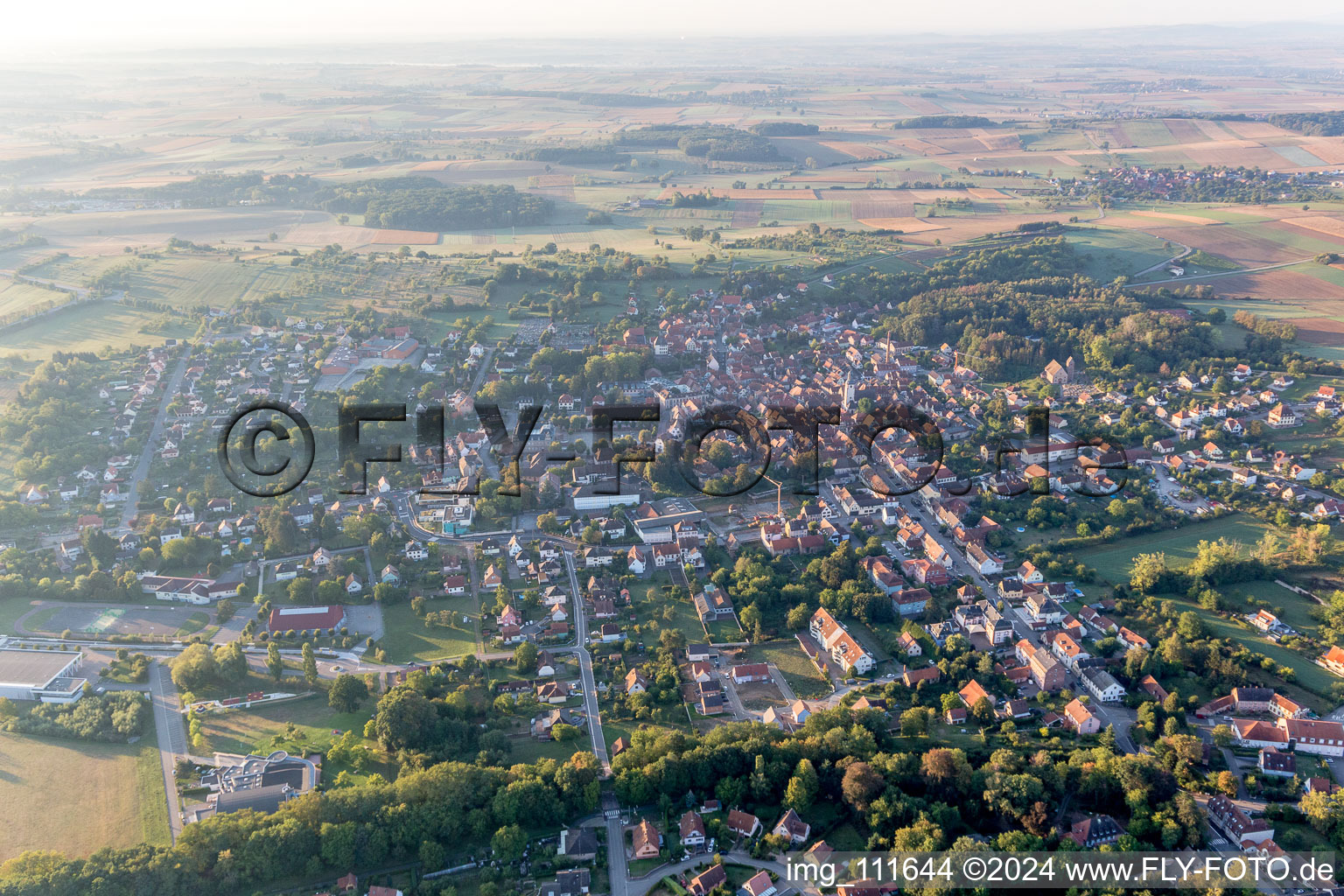 Vue aérienne de Bouxwiller dans le département Bas Rhin, France