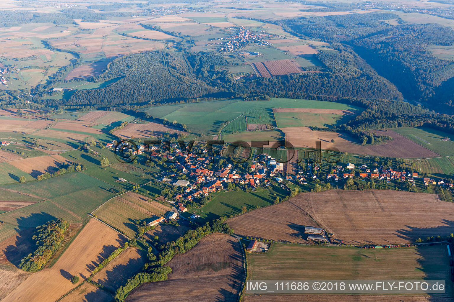 Vue aérienne de Pfalzweyer dans le département Bas Rhin, France