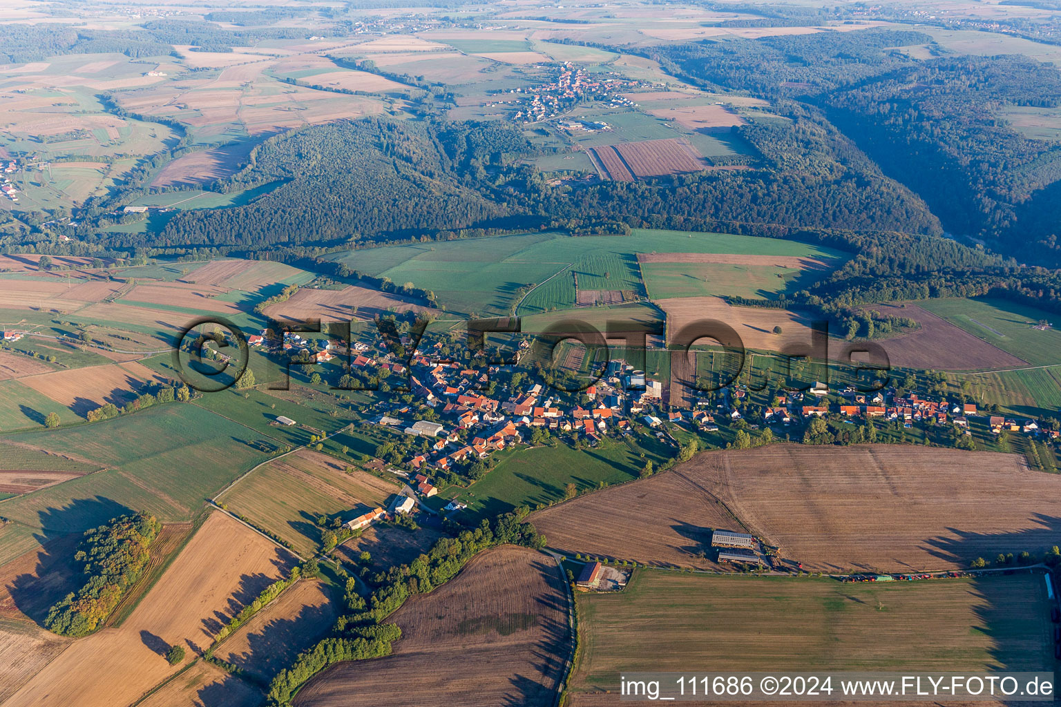 Vue aérienne de Pfalzweyer dans le département Bas Rhin, France