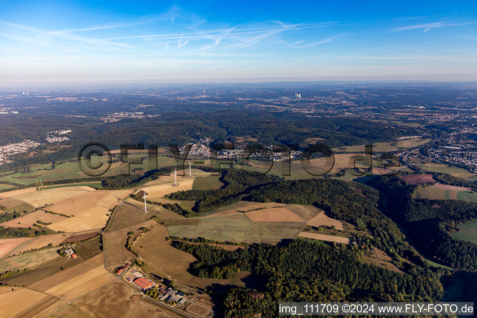 Vue aérienne de Bierbach dans le département Sarre, Allemagne