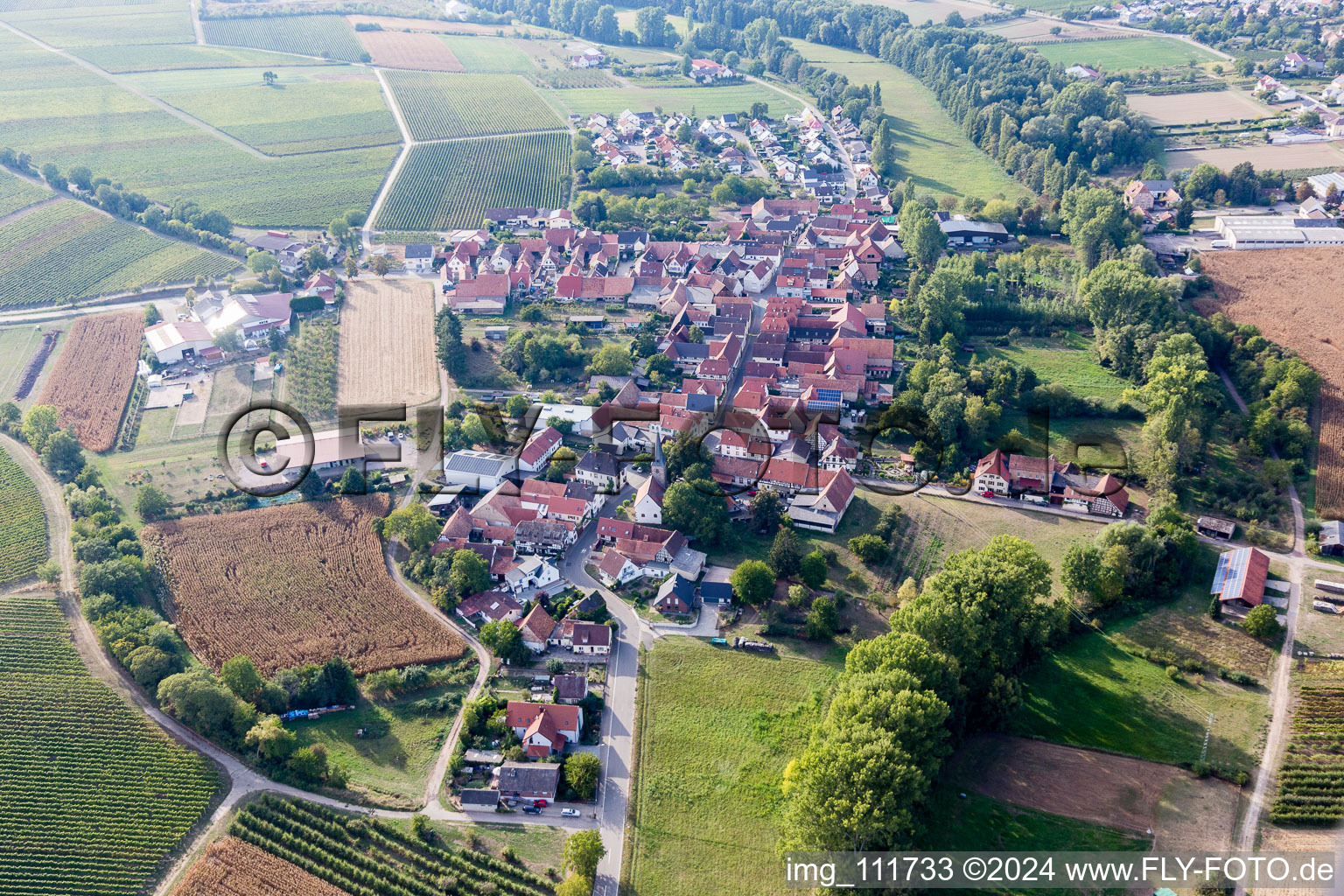 Vue d'oiseau de Quartier Klingen in Heuchelheim-Klingen dans le département Rhénanie-Palatinat, Allemagne