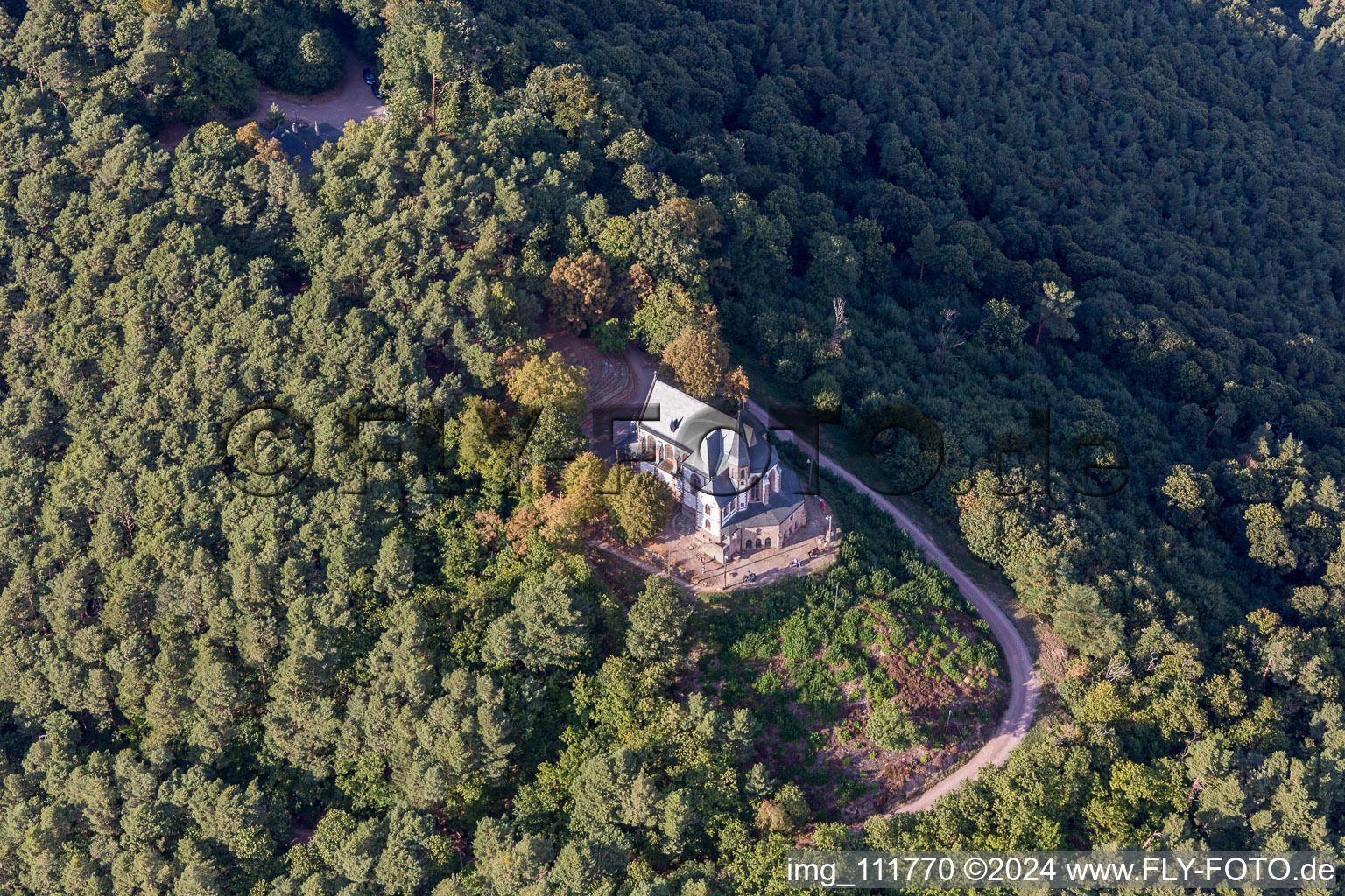 Chapelle Sainte-Anne à Burrweiler dans le département Rhénanie-Palatinat, Allemagne vue d'en haut