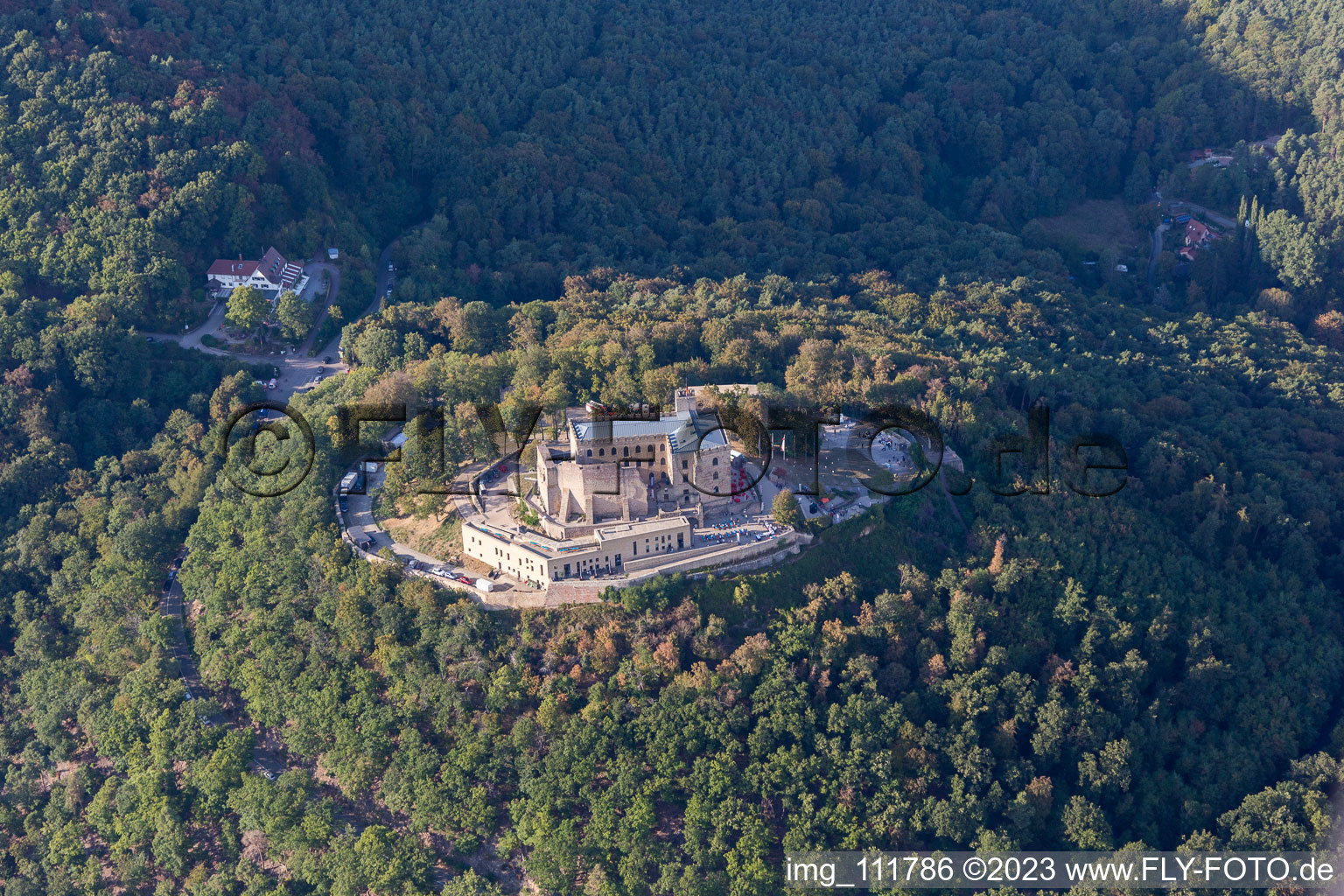 Vue aérienne de Oberhambach, Château de Hambach à le quartier Diedesfeld in Neustadt an der Weinstraße dans le département Rhénanie-Palatinat, Allemagne