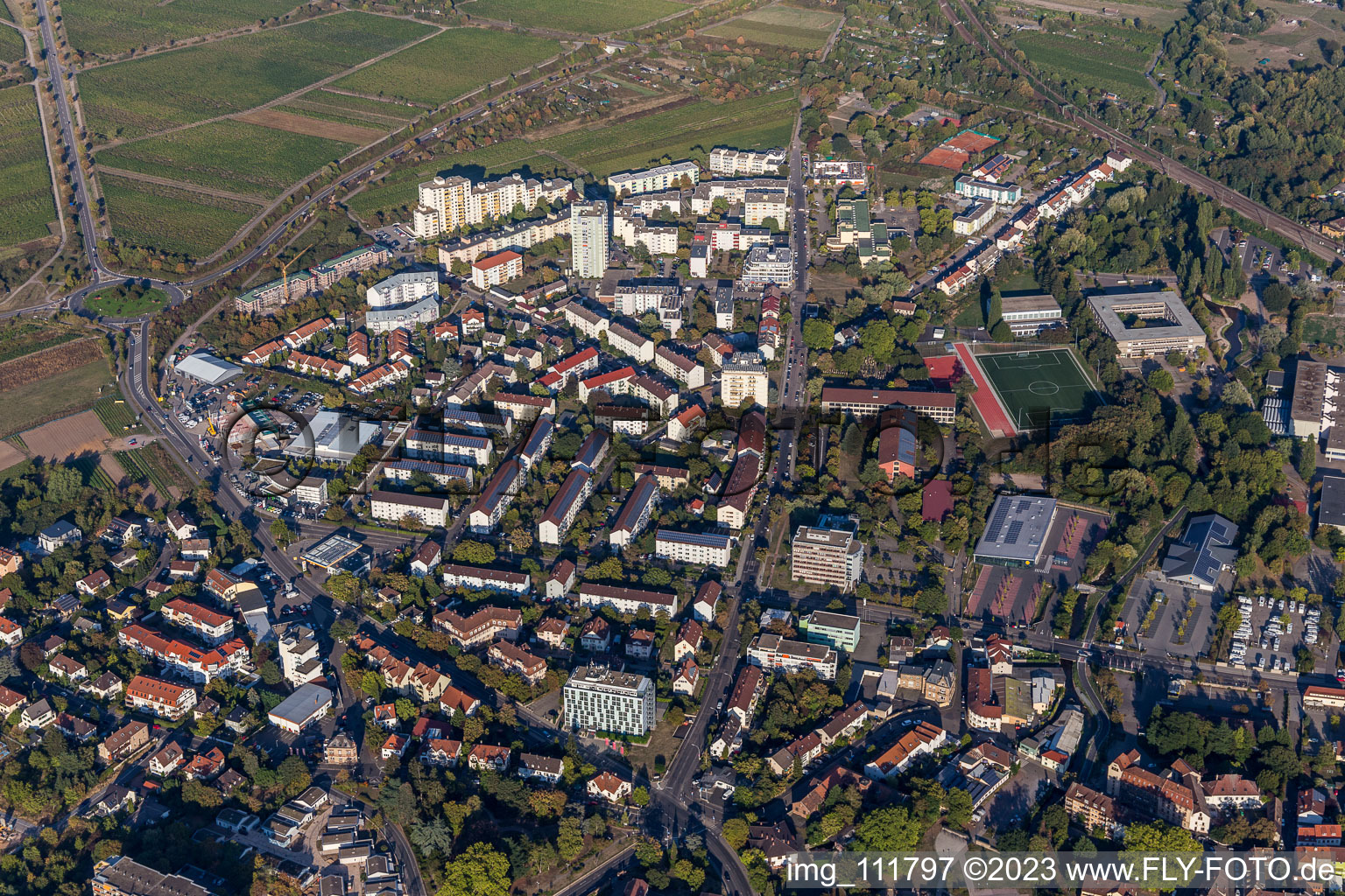 Vue aérienne de Neustadt an der Weinstraße dans le département Rhénanie-Palatinat, Allemagne