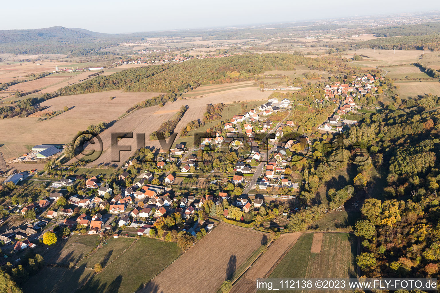 Vue aérienne de Oberdorf-Spachbach dans le département Bas Rhin, France