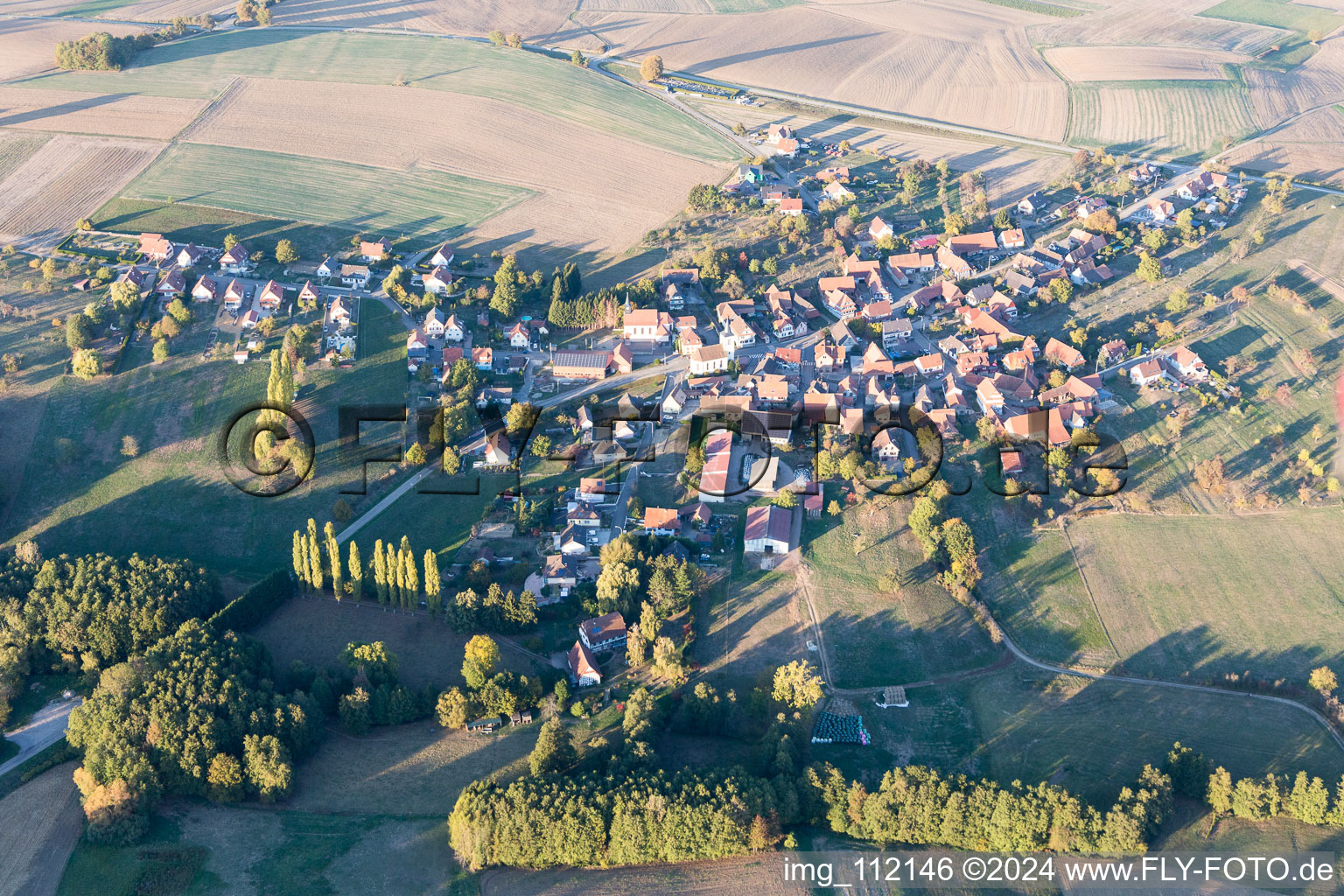 Vue aérienne de Keffenach dans le département Bas Rhin, France