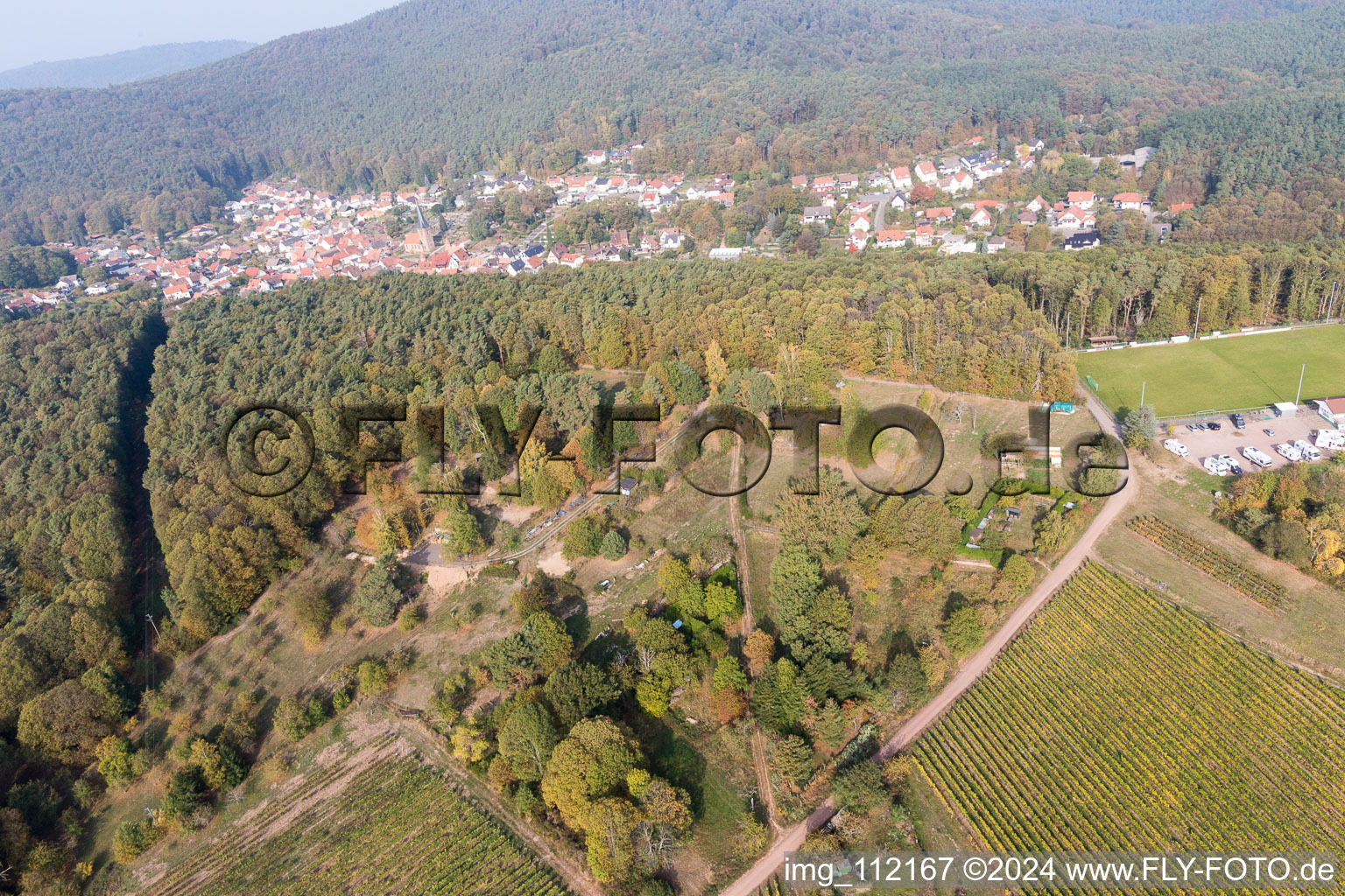 Vue d'oiseau de Dörrenbach dans le département Rhénanie-Palatinat, Allemagne