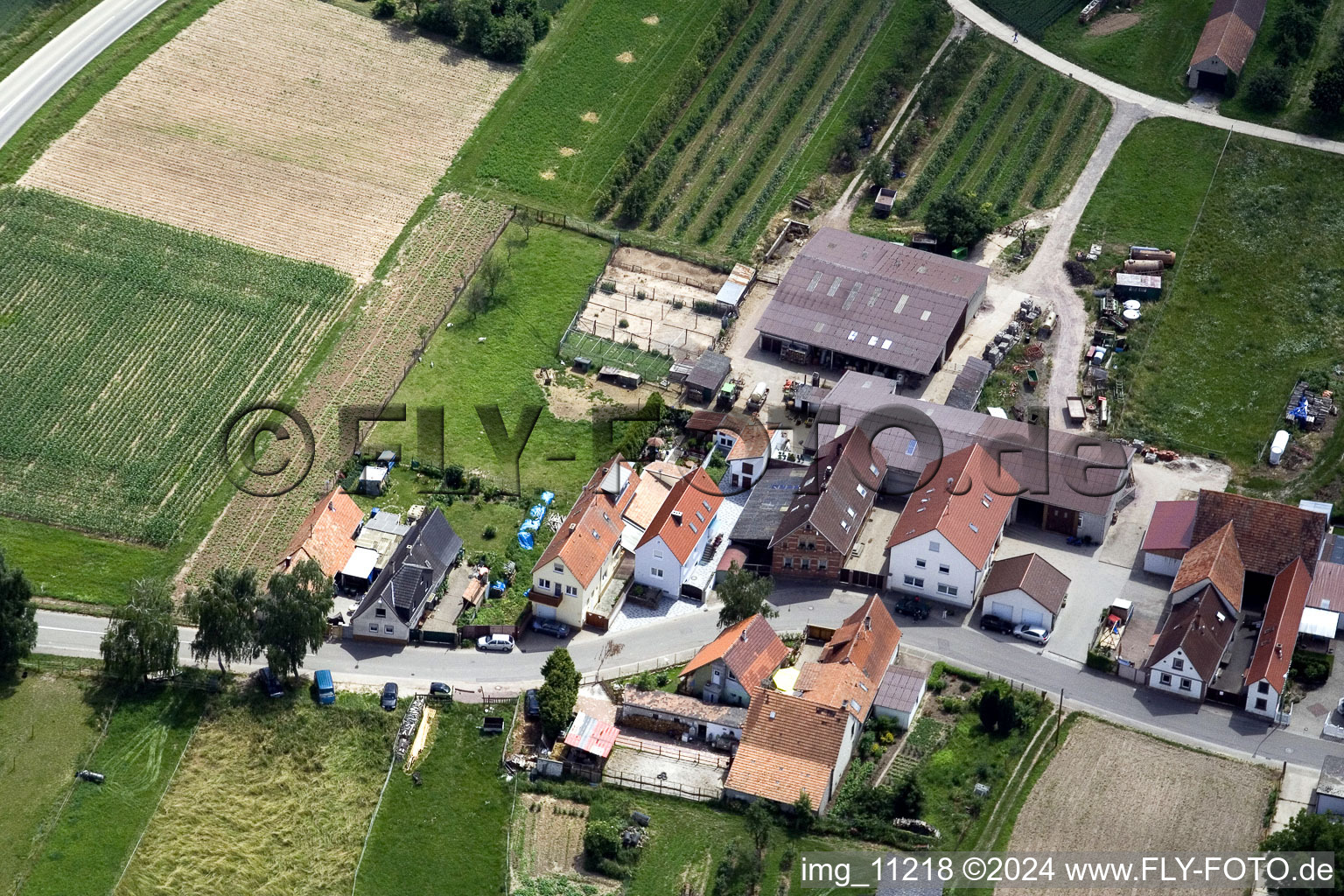 Vue d'oiseau de Quartier Mühlhofen in Billigheim-Ingenheim dans le département Rhénanie-Palatinat, Allemagne