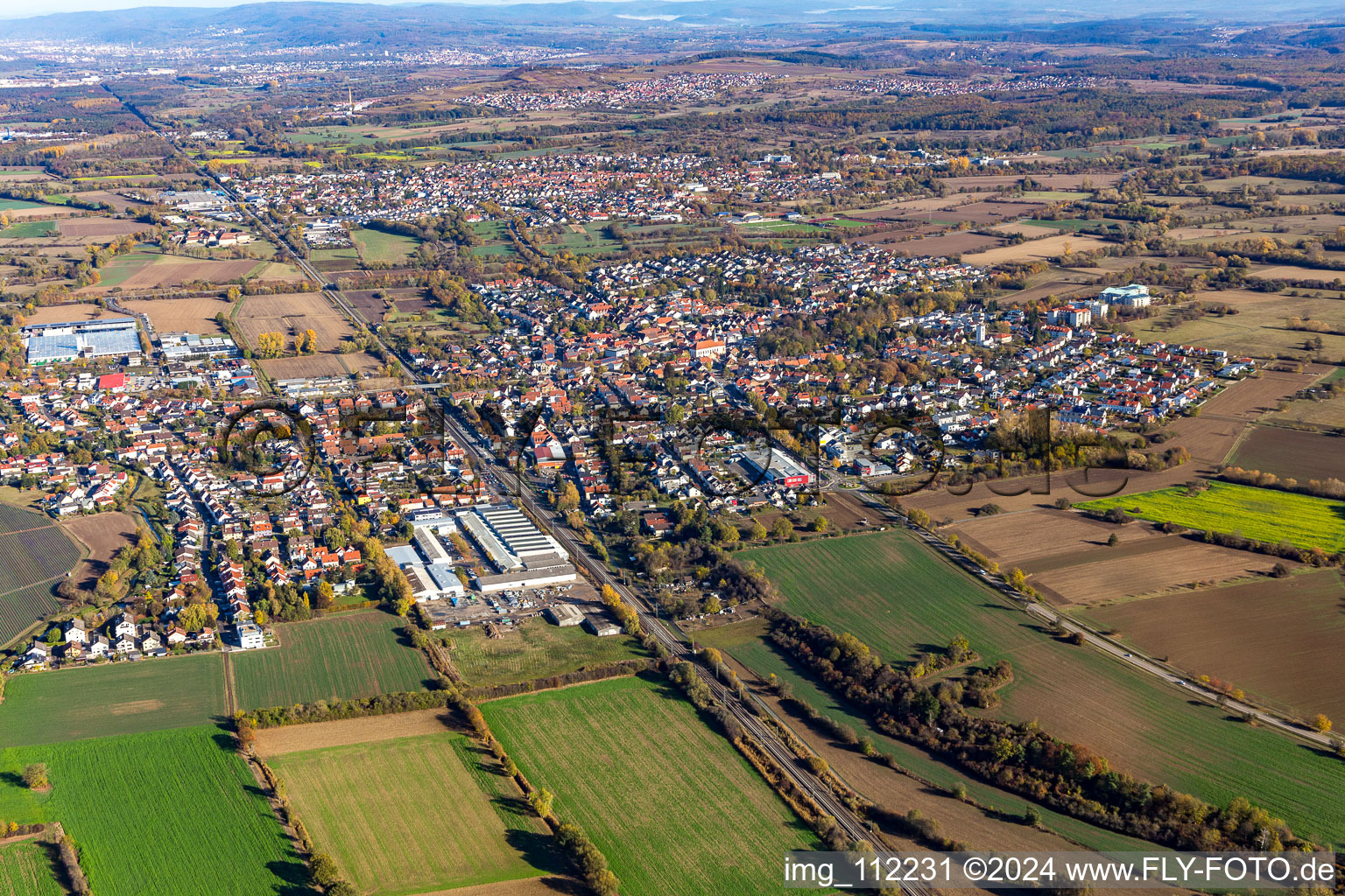 Vue aérienne de Quartier Bad Langenbrücken in Bad Schönborn dans le département Bade-Wurtemberg, Allemagne