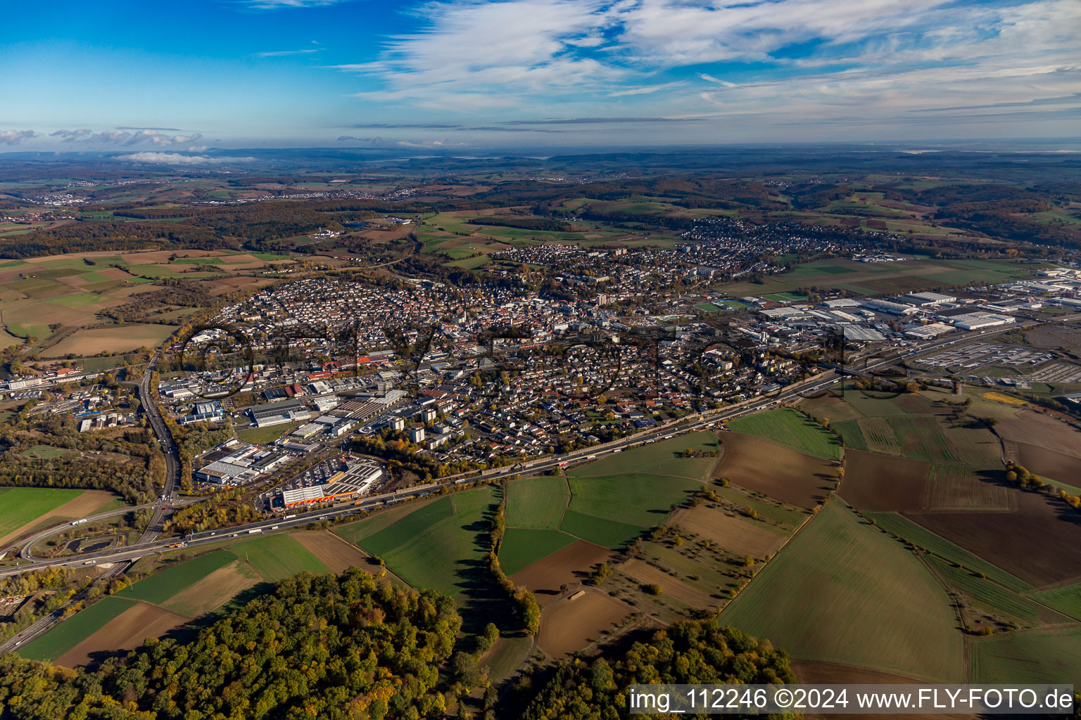 Vue aérienne de Derrière l'A6 à Sinsheim dans le département Bade-Wurtemberg, Allemagne