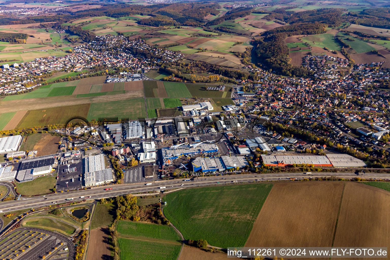 Vue aérienne de Musée de la technologie à le quartier Adersbach in Sinsheim dans le département Bade-Wurtemberg, Allemagne