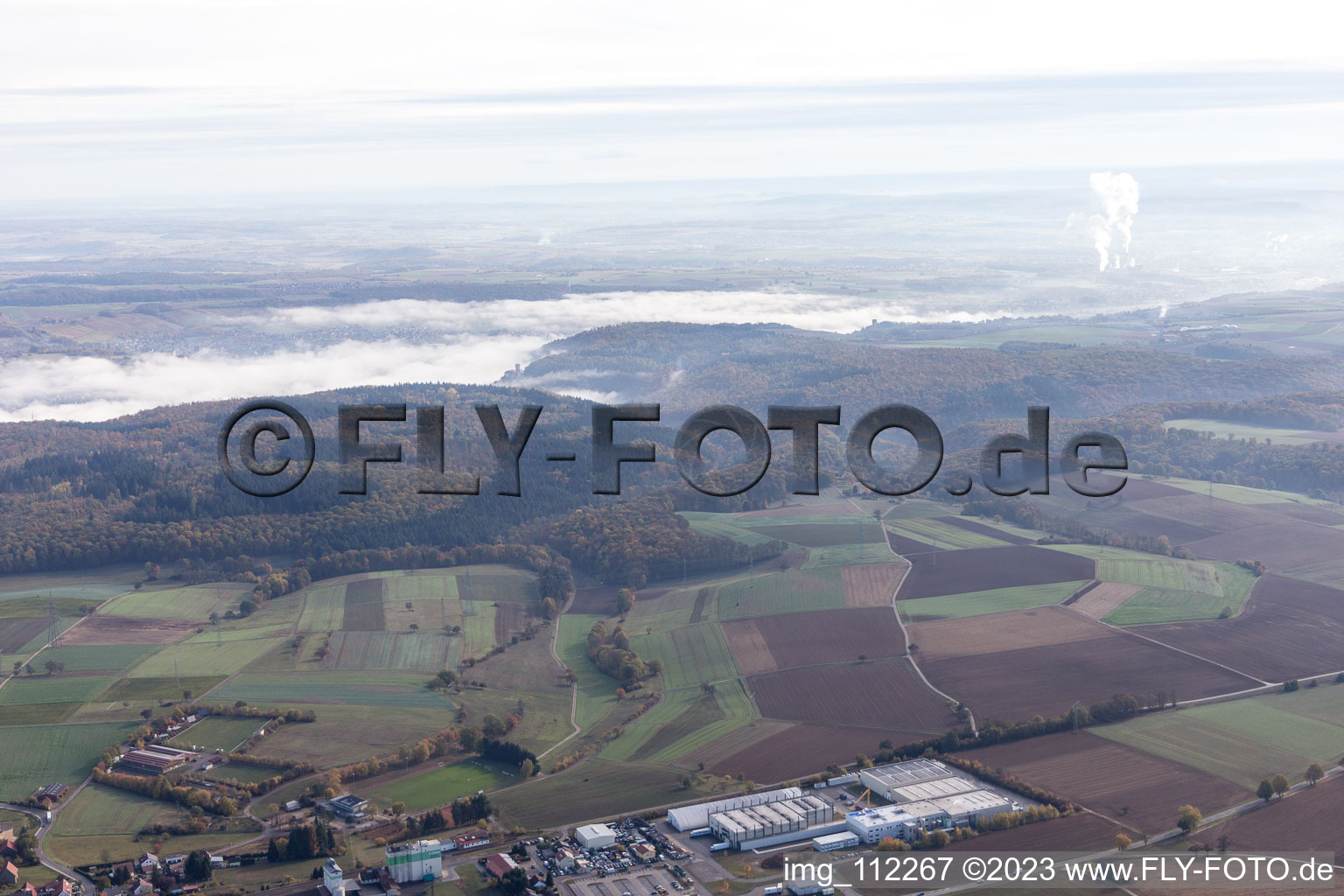 Photographie aérienne de Hüffenhardt dans le département Bade-Wurtemberg, Allemagne
