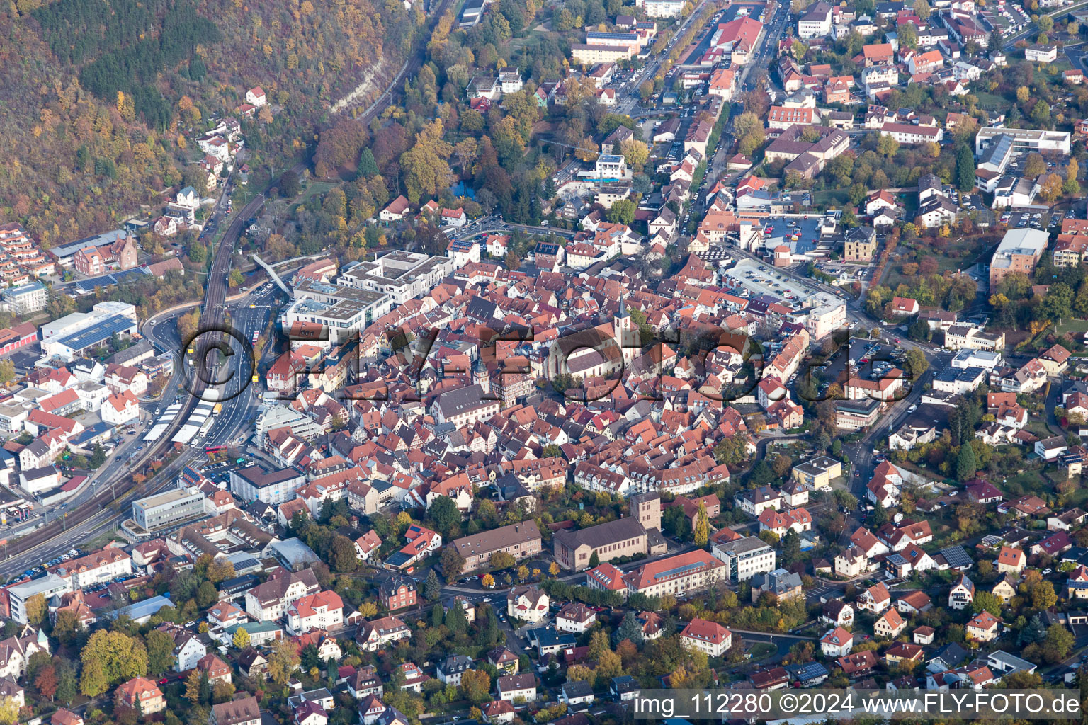 Vue aérienne de Mosbach dans le département Bade-Wurtemberg, Allemagne