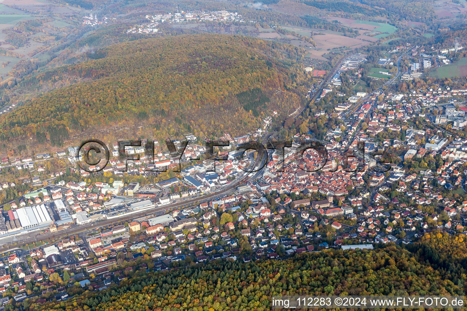 Vue aérienne de Mosbach dans le département Bade-Wurtemberg, Allemagne