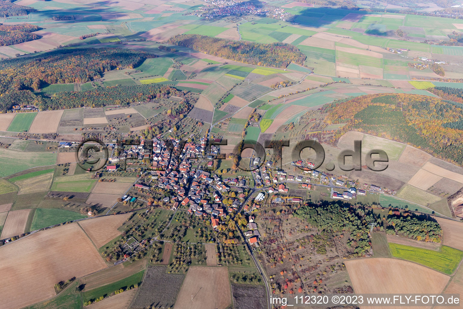 Vue aérienne de Eiersheim dans le département Bade-Wurtemberg, Allemagne
