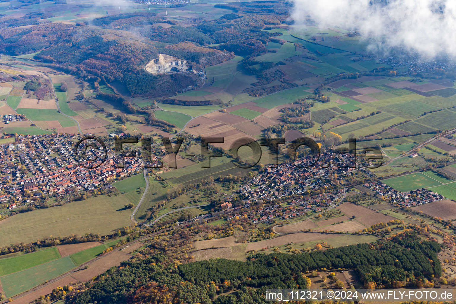 Vue aérienne de Devant la carrière Werbach à Werbach dans le département Bade-Wurtemberg, Allemagne