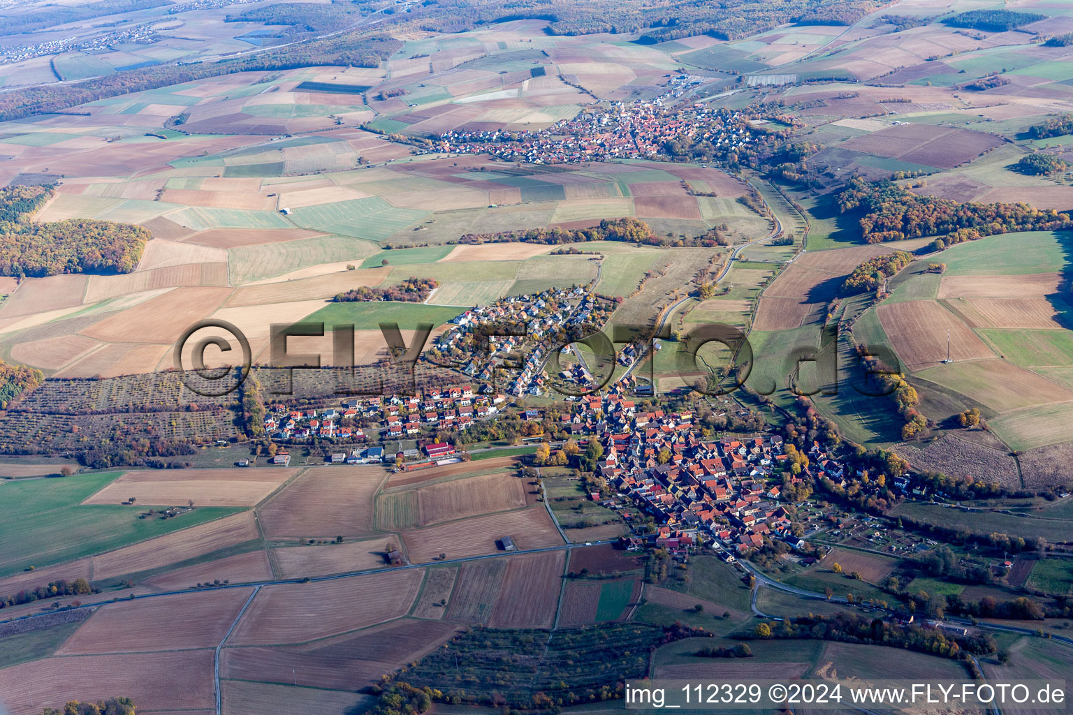Vue aérienne de Unteraltertheim à Altertheim dans le département Bavière, Allemagne