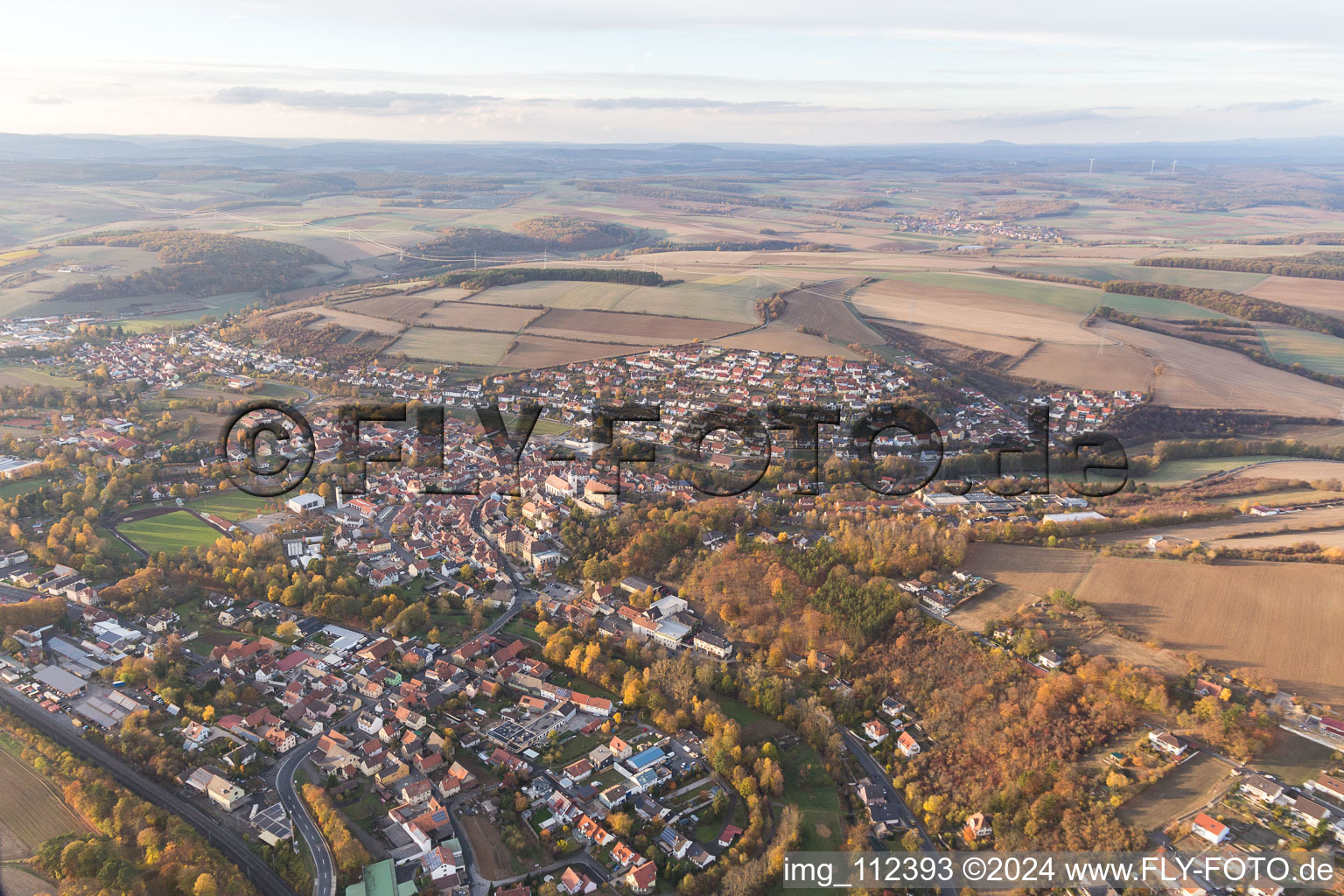 Vue aérienne de Arnstein dans le département Bavière, Allemagne