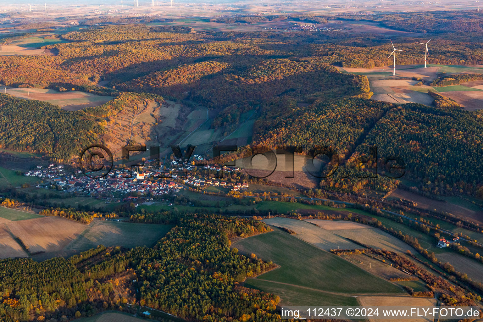 Vue oblique de Quartier Binsfeld in Arnstein dans le département Bavière, Allemagne