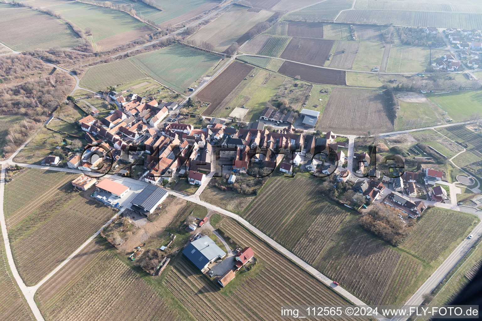 Vue oblique de Quartier Oberhofen in Pleisweiler-Oberhofen dans le département Rhénanie-Palatinat, Allemagne