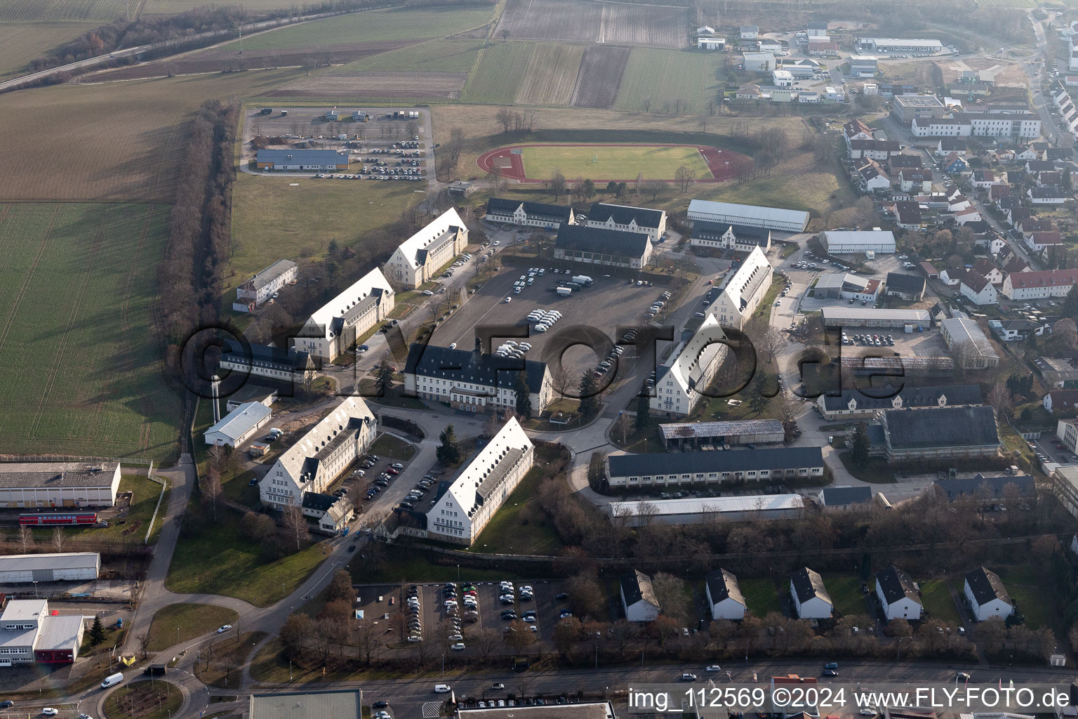 Vue aérienne de Police fédérale à Bad Bergzabern dans le département Rhénanie-Palatinat, Allemagne