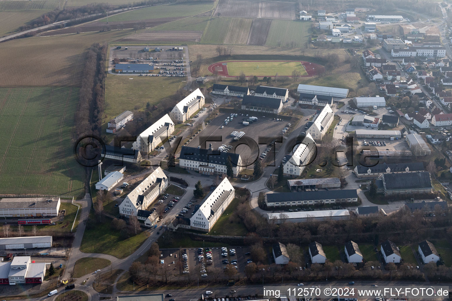 Vue aérienne de Police fédérale à Bad Bergzabern dans le département Rhénanie-Palatinat, Allemagne