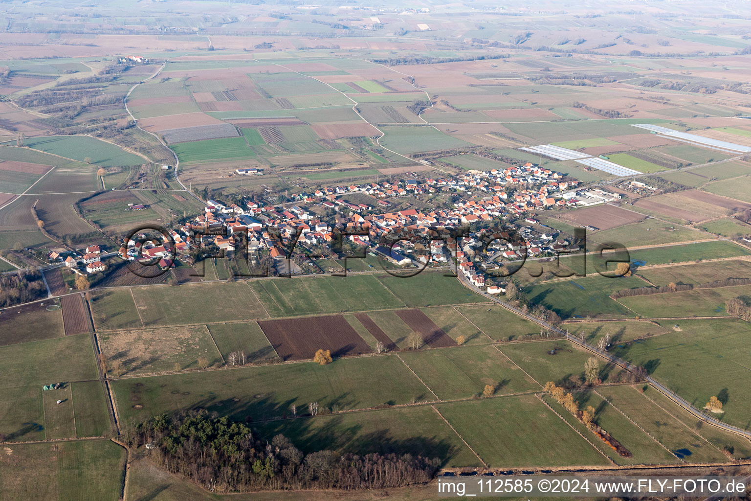 Vue oblique de Schweighofen dans le département Rhénanie-Palatinat, Allemagne