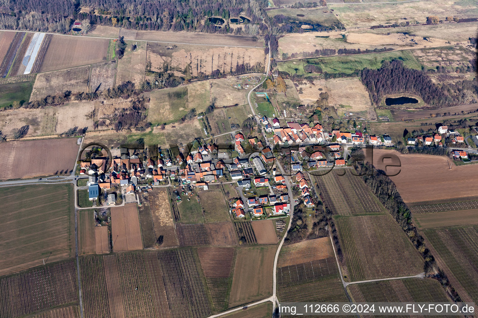 Vue aérienne de Champs agricoles et surfaces utilisables à Hergersweiler dans le département Rhénanie-Palatinat, Allemagne
