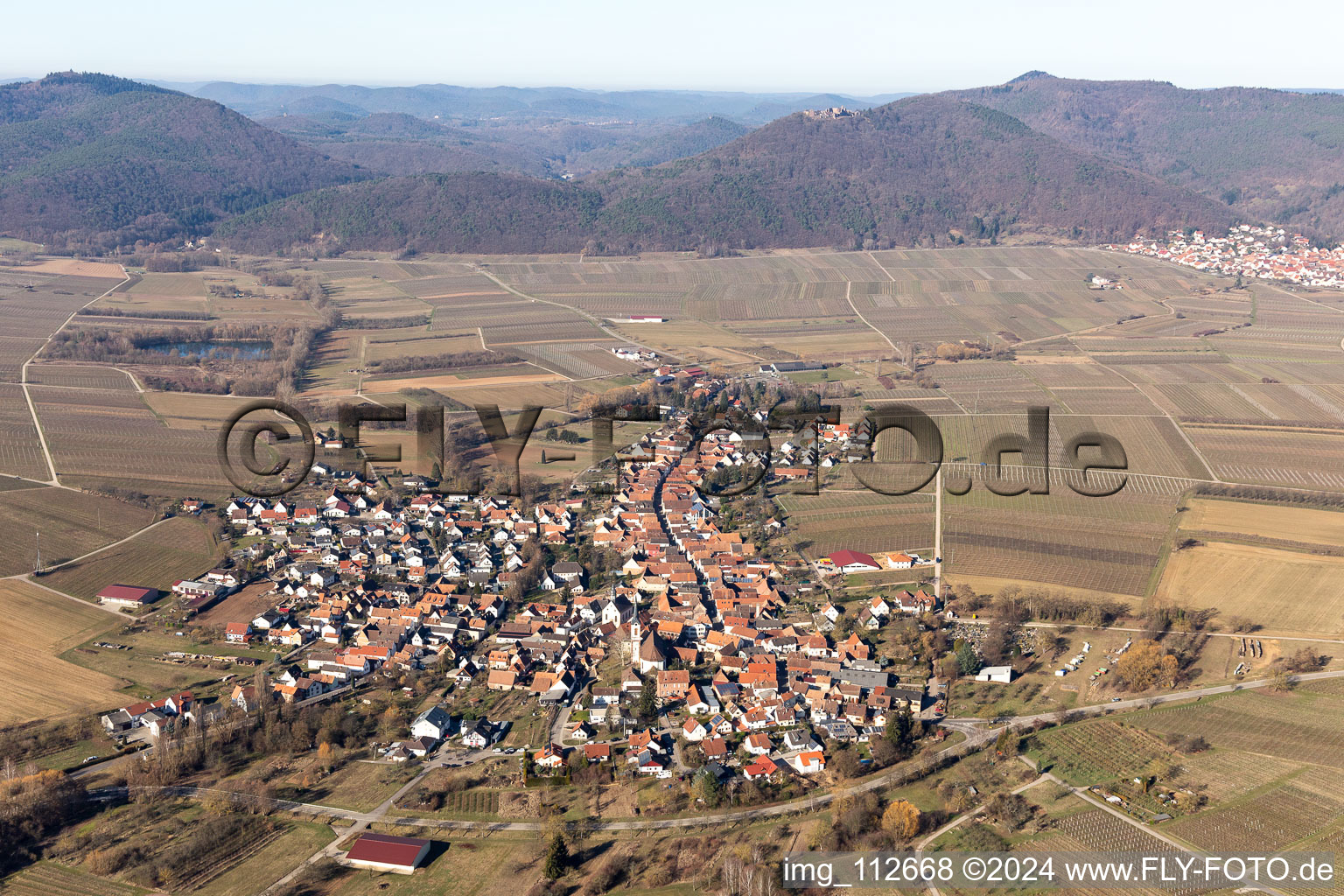 Göcklingen dans le département Rhénanie-Palatinat, Allemagne vue d'en haut