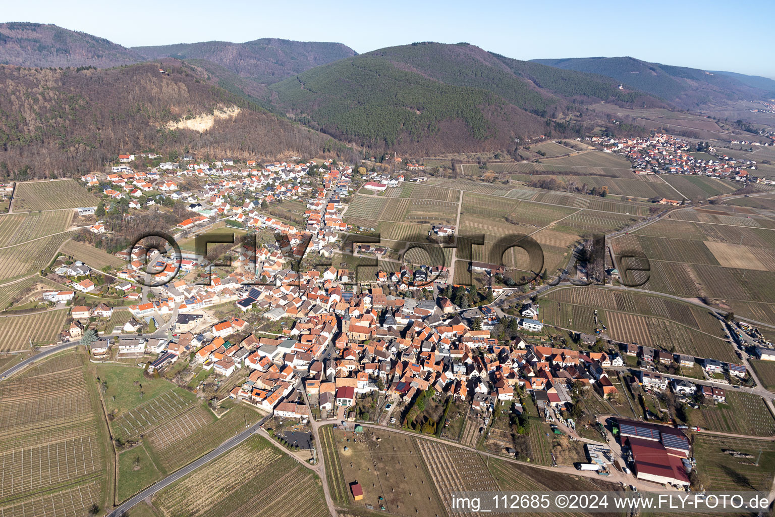 Enregistrement par drone de Frankweiler dans le département Rhénanie-Palatinat, Allemagne