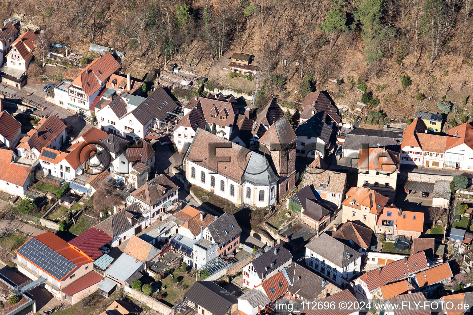 Vue oblique de Gleisweiler dans le département Rhénanie-Palatinat, Allemagne