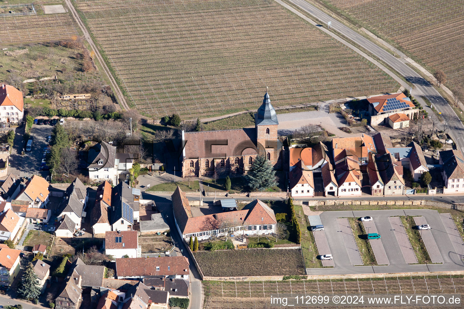 Burrweiler dans le département Rhénanie-Palatinat, Allemagne vue du ciel