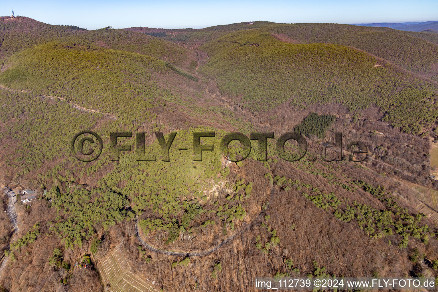 Vue aérienne de Chapelle du Wetterkreuzberg à Maikammer dans le département Rhénanie-Palatinat, Allemagne