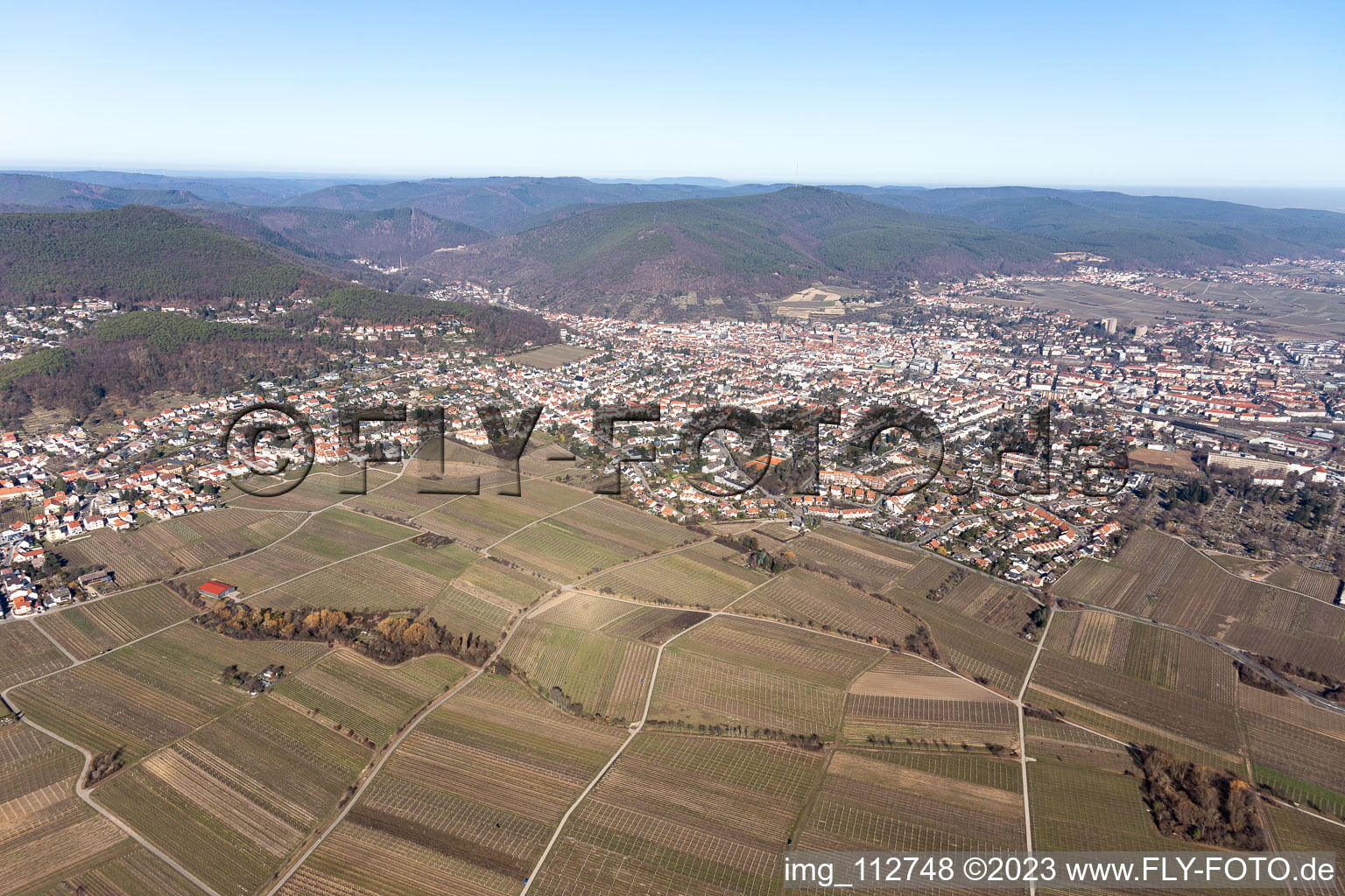 Vue oblique de Neustadt an der Weinstraße dans le département Rhénanie-Palatinat, Allemagne